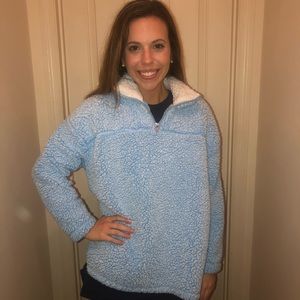 Peace love California fuzzy blue pullover!